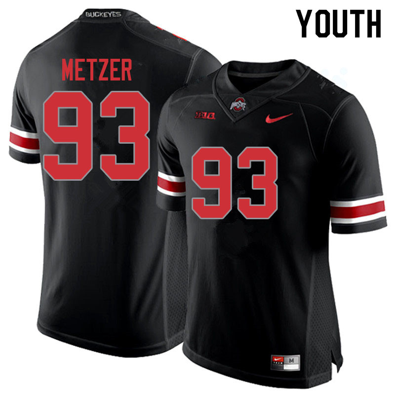 Ohio State Buckeyes Jake Metzer Youth #93 Blackout Authentic Stitched College Football Jersey